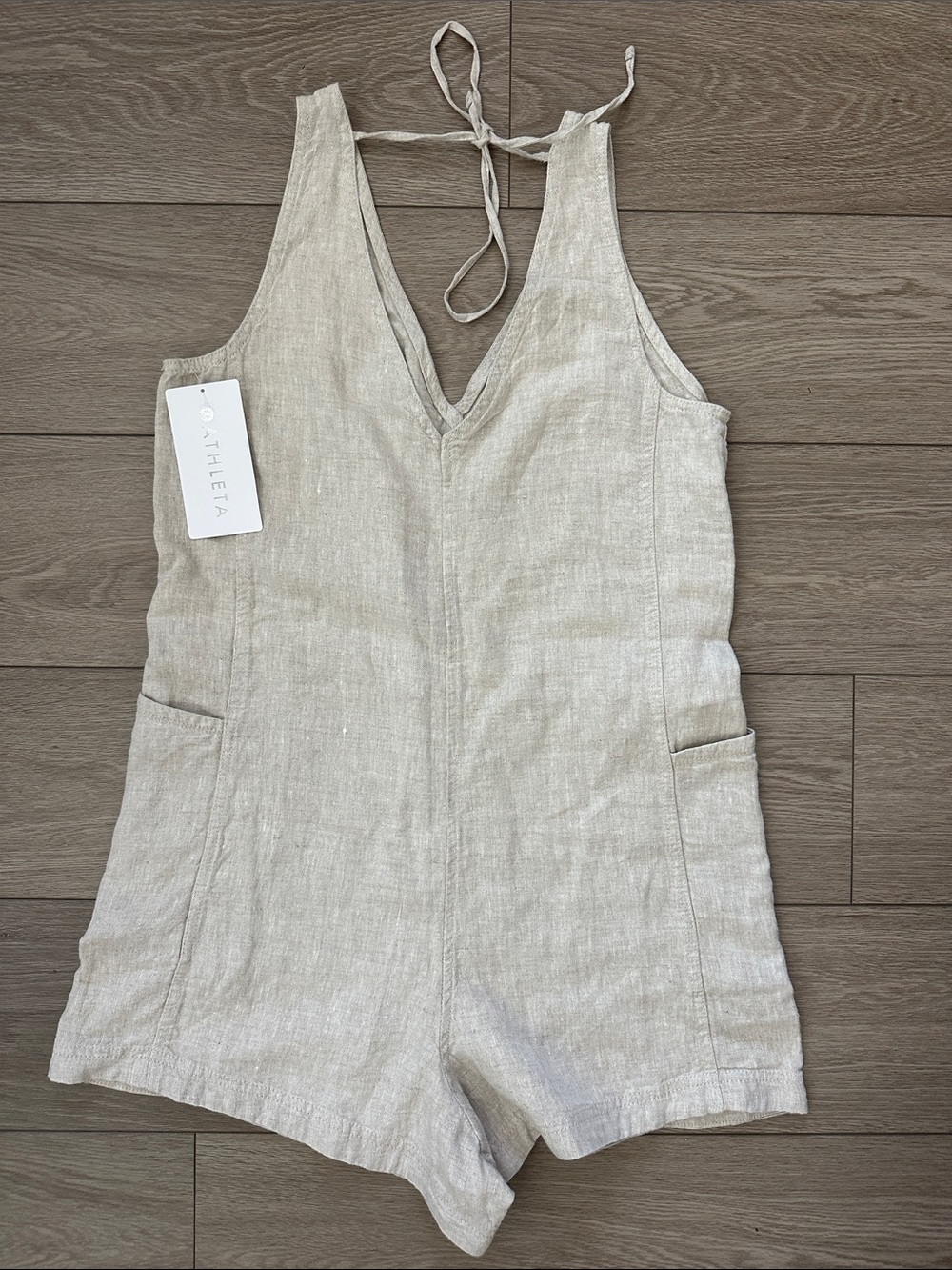 NWT Athleta Retreat Linen Romper - Picture 6 of 8